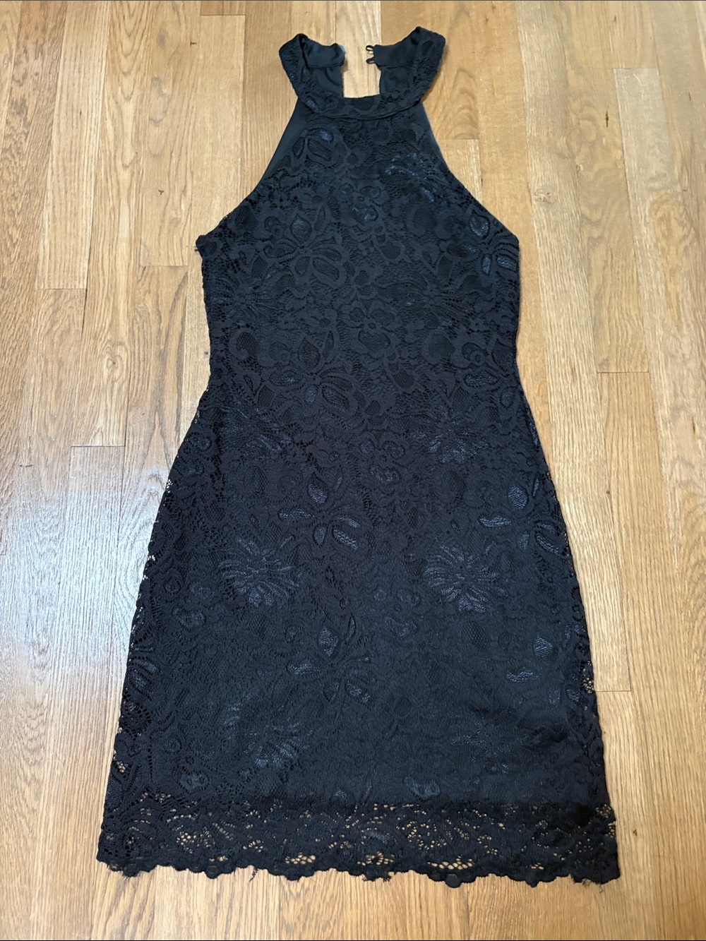 Charlotte Russe Black Lace Halter Mini Dress